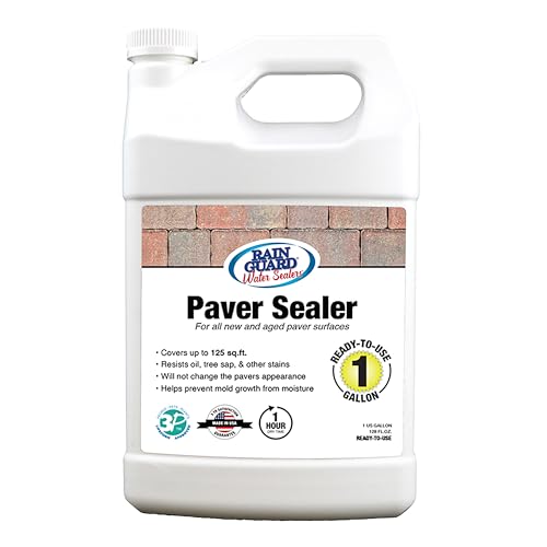 Rainguard Water Sealers Paver Sealer, Penetrating Protection Against Oil, Sap, Stains, and Moisture, for All Paver Surfaces, Silane/Siloxane Waterproofer, Natural Finish, Ready to Use, 1 Gallon