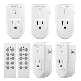 BN-LINK Wireless Remote Control Electrical Outlet Switch For Lights Fans Christmas Lights Small Appliance Long Range White 10a 1200w 1 Remote 1 Outlet 1 Remote 1 Outlet