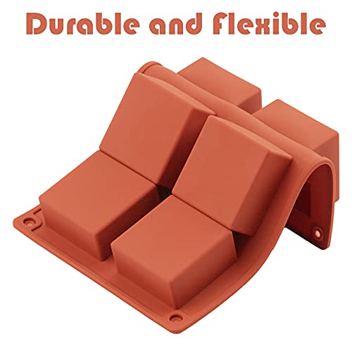 Ocmoiy 3 Pack Square Chocolate Candy Mold | 2\" x 2\" x 1\" Silicone Brownie Baking Pans for Mini Brownie/Truffles/Jello/Mousse Cake/Soap/Candle