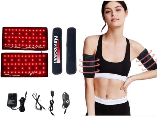 2Pcs Infrared Red Light Thera-py Arm Belt, 660nm and 850nm Red Light Thera-py Arm Wrap with Timer & Brightness Setting Red Light Arm Pad for Arm Knee Shoulder Joints Muscle Pain Relief