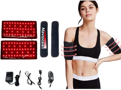 2Pcs Infrared Red Light Thera-py Arm Belt 660nm and 850nm Red Light Thera-py Arm Wrap with Timer Brightness