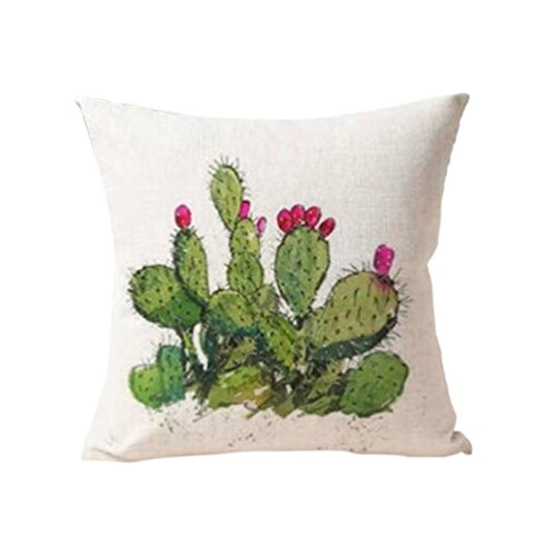 Polytree Linen Succulent Cactus Pattern Pillowcase Cushion Cover Home Sofa Decor,45cm x 45cm
