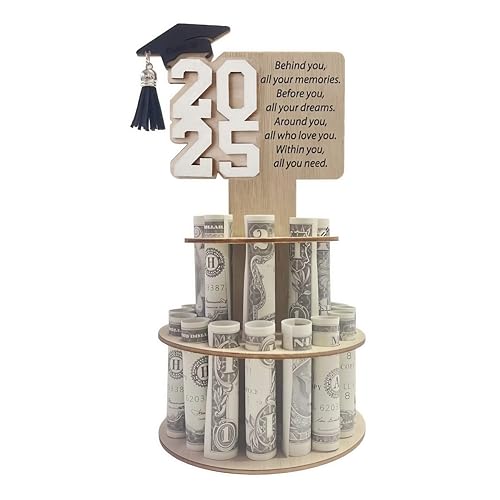 2025 Graduation Gifts for Her/Him, 24 Holes Tiered Money Holder with Graduation Quote Positive Behind You All Your Memories, Money Gift Ideas for Boys Girls High School College (White)