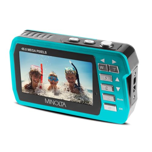 image for Minolta MN40WP 48MP Waterproof Digital Camera – Dual LCD Screens, 2.