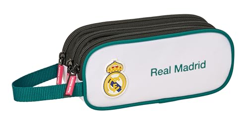 Real Madrid trousse triple fermeture éclair scolaire pour les enfants de 5 à 14 ans