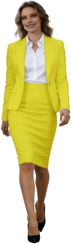 Womens Blazer Pencil Skirt Suits Set 2 Piece Outfits Business Office Wedding