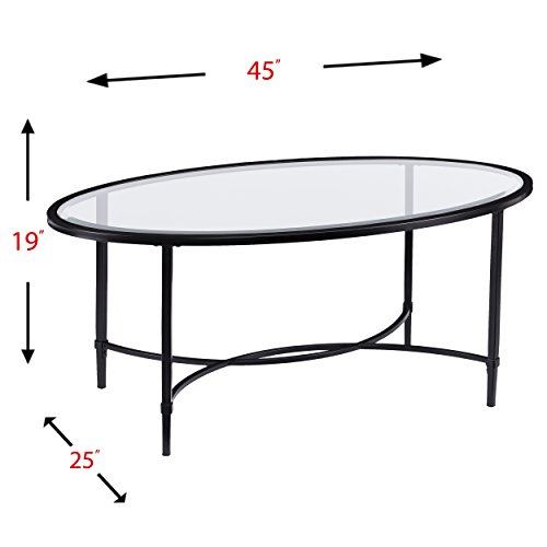 Southern Enterprises Quinton Oval Cocktail Coffee Table, Black, 45 In X 25 In X 19 In #TOP5