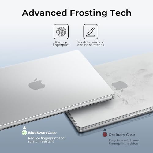 Image of BlueSwan Matte Case Compatible for MacBook Pro 16 inch M5 2026 2025-2021 M4 M3 M2 M1 Pro /Max Chip, A3429 A3428 A3403 A3186 A2991 A2780 A2485, Ultra-thin Laptop Hard Shell Protective Cover, Matte Clear