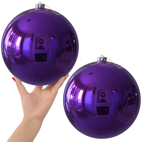 Purple 8.0in Shatterproof Christmas Ornaments - Set of 2