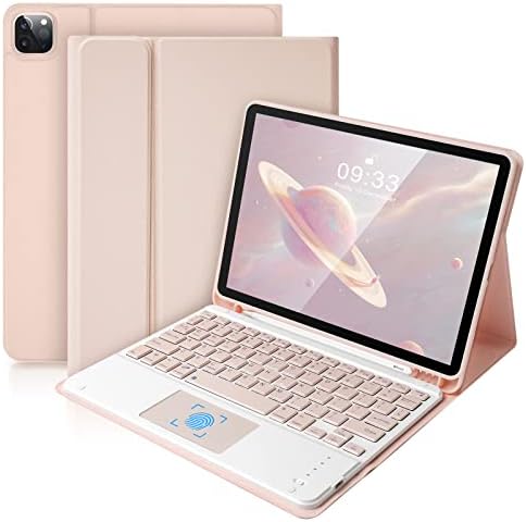SOPPY iPad Keyboard Case, Bluetooth Keyboard for iPad Air 5th 2022, iPad Air 4th Generation 2020, iPad Pro 11 inch 2021/2020/iPad Pro 2018, Detachable Keyboard Case, Built-in Pencil Slot - Pink