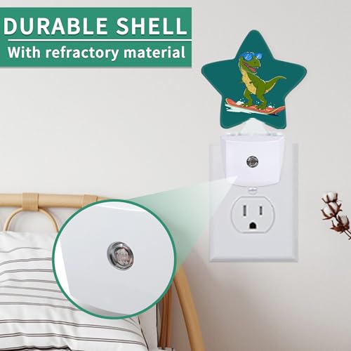 Image of Dinosaur Plug in Star Night Light, Night Light with Sensor for Kids Nursery Bedroom, Decorative Soft Glow Lamp for Hallway Bathroom, Energy Saving