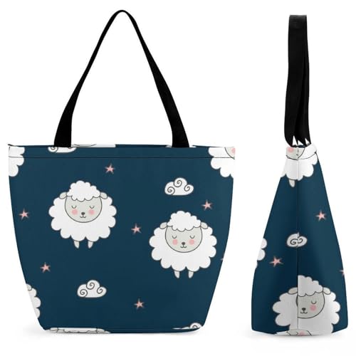 Sac à main mouton de dessin animé pour femme - Grand sac de shopping et voyage à bandoulière