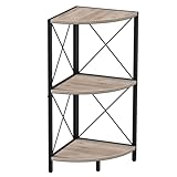 Snughome Corner Shelf for Desktop, 3-Tier Corner Storage Organizer with Metal Frame, Freestanding Corner Shelf Stand Display Rack for Kitchen Counter, Living Room, Grey
