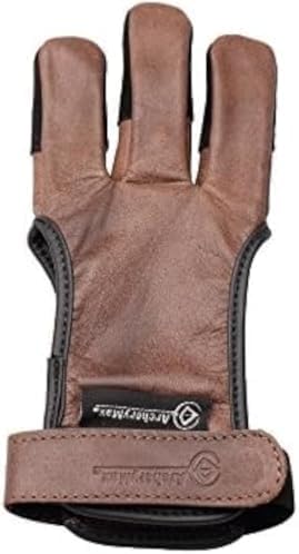 Handmade Brown Leather Three Finger Archery Gloves