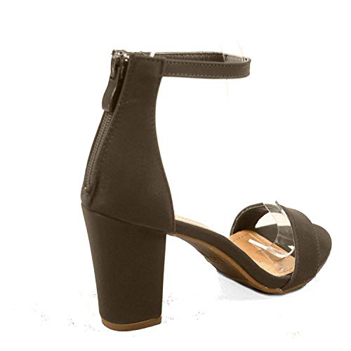 Top Moda Women's Hannah-1 Tan Single Band Chunky/Block Heel Sandal With Ankle Strap And Zipper Closure 8.5 D(M) Us #TOP2