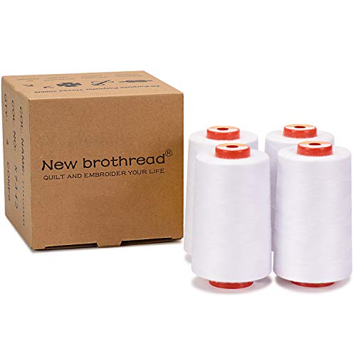 New brothread - 30 Options - 4 Large Cones of 5500Y (5000M) Each All Purpose Spun Polyester Thread 40S/2 (Tex27) for Serger, Overlock, Quilting, Piecing and Sewing - White by New brothread - Image 3