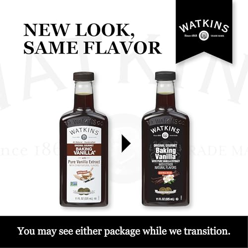 Watkins All Natural Original Gourmet Baking Vanilla, with Pure Vanilla Extract, 11 Fl Oz (Pack of 1) - Packaging May Vary