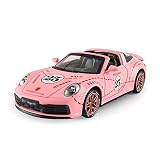 Modèle Voiture 1/32 Échelle Rose Cochon Roadster Zinc Alliage Casting de Casting Durée Dos Poignée d'inertie W/Sound & Light Vert Paint Jouet Car Kit Nouvel an Compatible avec Les garçons et Les Fil