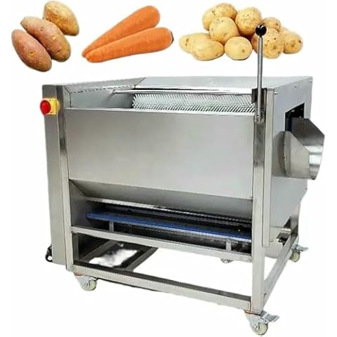 VYUJHNBG Electric Peeler, 750 W Stainless Electric Potato Peel with A 360 ° Filter and Nozzle, Capacity of 10 to 12 Kg, 150 Kg/h, Ideal for Cleaning Cover