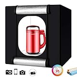 [page_title]-Foto Zelte, Heorryn 60 x 60 x 60cm Faltbare Fotostudio Lichtzelt Kit mit 192 Dimmbare LED-Beleuchtung und 5 Farbhintergründen für die Fotografie