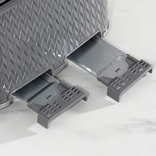 Daewoo Argyle Jug Kettle & 4 Slice Toaster Set, 1.7L 3KW Rapid Boil Stylish Textured Design, Removable Filter, Reheat & Defrost Functions, Perfect for Modern Kitchens, Grey - Image 3