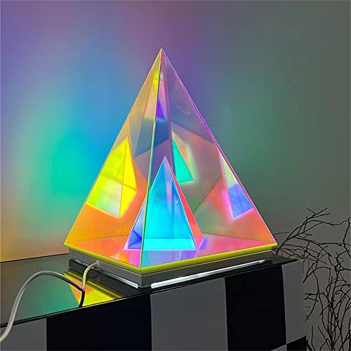 Ragibow Colorful Table Lamp Acrylic 3D Art Pyramid Night Lamp Creative Acrylic Light Bedside Table Acrylic Creative Lighting Usb Glow Lamp 3D Night Light Pyramid Lamp For Bedroom Decorative Desk Lamp #TOP4