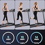 Laufband Für Zuhause Klappbar 14km/h,Laufbänder 3.0PS/2200W mit Herzfrequenzmonitor, APP und Lautsprecher, Treadmill for Home mit 12 Trainingsprogrammen,Max Belastung 136KG – Bild 2