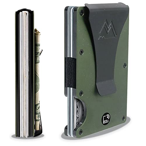 mountain voyage co minimalist wallet for men amp women - slim rfid wallet scratch resistant credit card holder amp money clip easily removable money amp cards army green