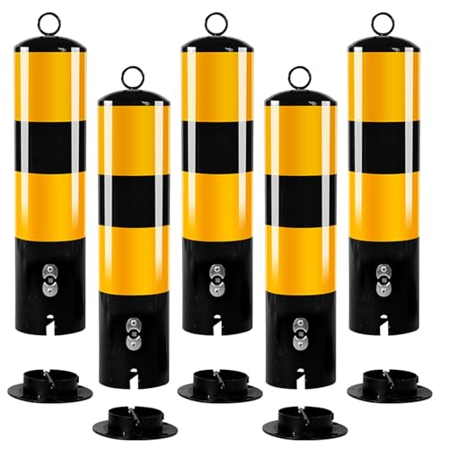 Bolardos de aparcamiento, Bloqueadores de estacionamiento amarillos, barreras seguridad entrada, postes exteriores(Yellow 5)