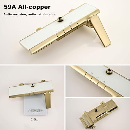 Sistema de ducha expuesto, diseño moderno de teclas de piano, conjunto de ducha BSS0321, cabezal de ducha 30x20cm, grifería completa con ducha manual y grifo para bañera, latón 59A anticorrosión miniatura 5