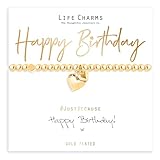 Life Charms Just Because Happy Birthday - Pulsera con dije de corazones dorados