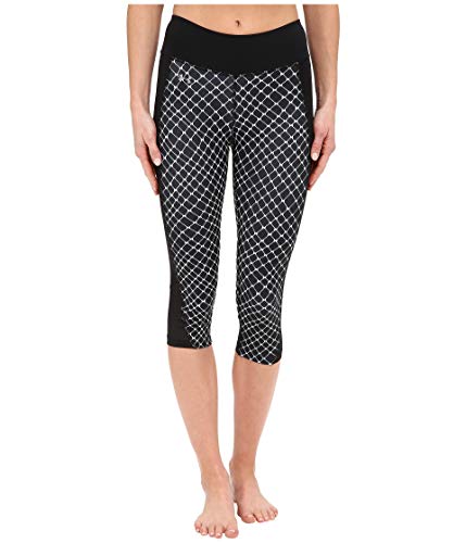 Under Armour Women's Fly-by Printed Run Capri, Black (001)/Reflective, Large