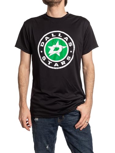 Calhoun NHL Mens Alternate Team Logo Moisture Wicking Performance Rashguard Short Sleeve T-Shirt (Dallas Stars, X-Large)
