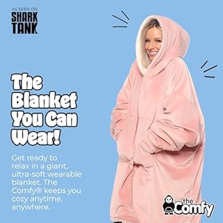 THE COMFY Original | Sherpa Lined Microfiber Fleece Wearable Blanket, Oversized Design with Hood and Pocket, From Shark Tank, for Women & Men, Warm and Cozy Gifts