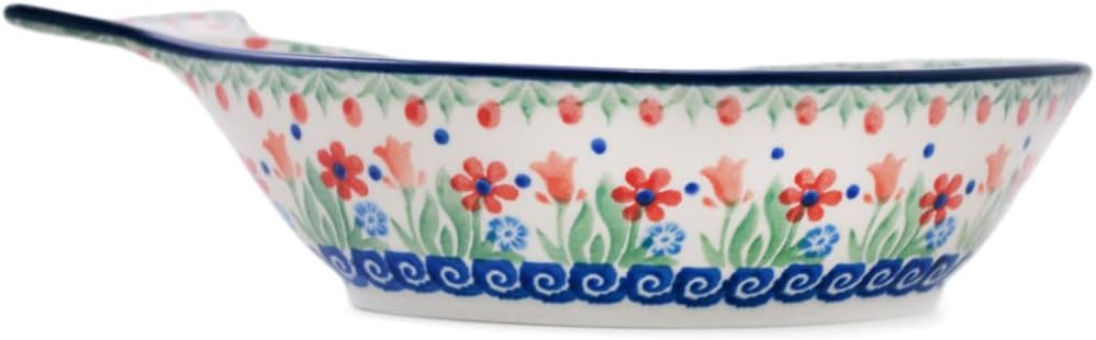 Polmedia Polish Pottery Fish Shaped Platter 9-inch - Babcia's Garden Pattern Handmade in Boleslawiec Poland by Ceramika Artystyczna + Certificate of Authenticity