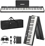 88 Key Piano Clavier, Piano électronique pliable pleine taille pour débutants & Pour, comprend adaptateur d'alimentation, casque, sac de transport, aucun stand nécessaire