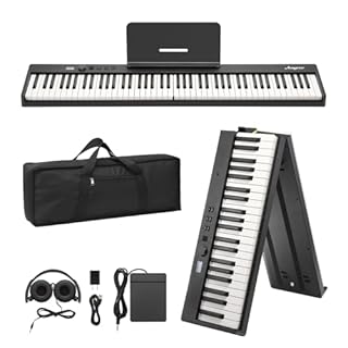 88 Key Piano Keyboard, Designed for Both Novices and Experienced Players, Full Size Electronic Piano With Power Adapter, Headphones and Carrying Bag, Foldable without Stand