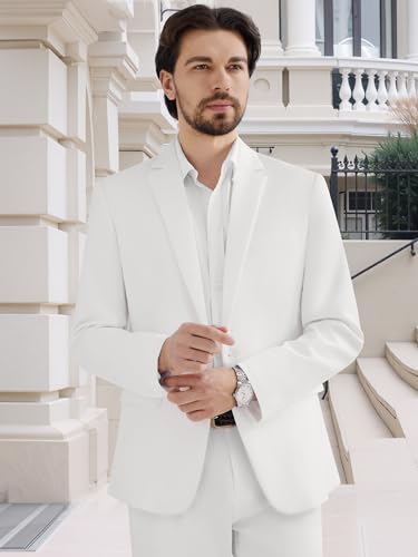 Image of MAGE MALE Men's One Button Suit Jacket Elegant Solid Color Blazers Slim Fit Lightweight Sport Coats Blazer