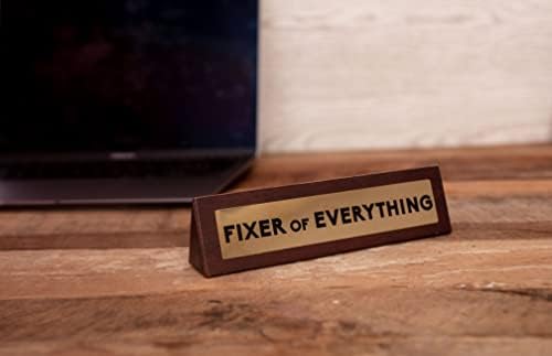 Boxer Gifts Fixer of Everything Novelty Wooden Desk Warning Sign | Office Humour Gift for Colleague Boss Dad | 4.5cm x 17.5cm Brown