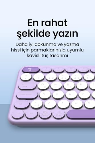 Daxi MK350 Creator Pro Combo Sessiz 3 Kanallı Bluetooth + 2.4G Wireless Türkçe Q Klavye Mouse Seti (Lila) - Görsel 6