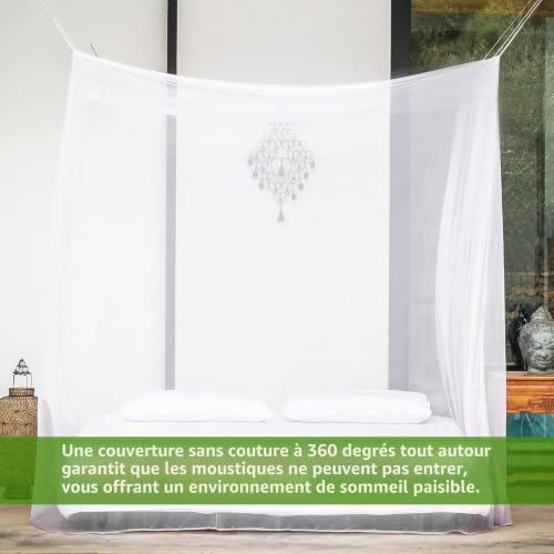 Rierousy Moustiquaire de voyage 220 x 200 x 200 cm - En forme de cube - Blanc - Lit double - Pour la maison et la protection contre les moustiques en plein air - Sac de transport, NX-wenzhang01 – vue 7