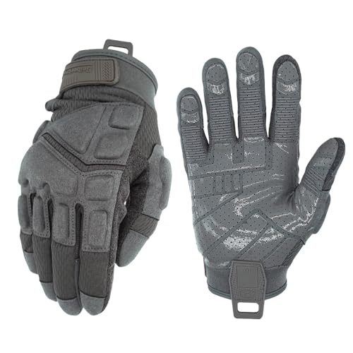 Seibertron S.O.L.A.G-B 2.0 Full Finger Tactical Gloves Breathable Touchscreen Impact Anti-Slip for Motorcycle Cycling Hiking Adults & Youth Grey S
