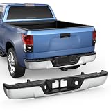 KUIPERAUTO Rear Step Bumper Assembly Compatible for 2007-2013 Toyota Tundra Pickup TO1103117 (No Parking Sensor Holes) Steel Complete Back Bumpers -Chrome