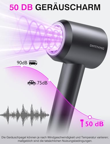 DMTIVMG Ionen Föhn Haartrockner Hohe Geschwindigkeit mit 160.000 U/min Bürstenlosem Motor 500 Millionen Negative Ionen 12 Modi 4 Temperatureinstellungen 3 Geschwindigkeiten Magnetdüse Geräuscharm