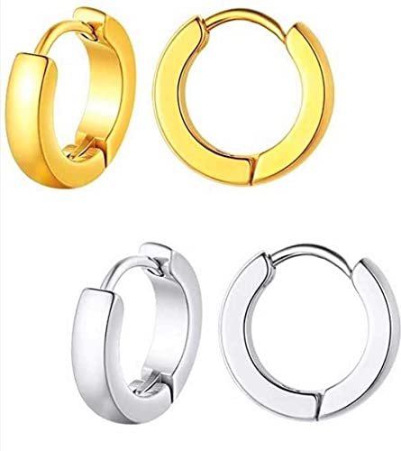 MEENAZ Stainless Steel Black Silver Triangle Magnetic Clip on Non Piercing pressing Hoop Bali Stud Earrings Combo pack set Earing non Pierced Ear rings men boys girls Women MENS EARRINGS COMBO M81