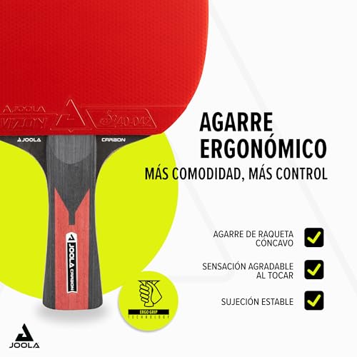 Miniatura 5 de Joola Carbon Speed Raqueta De Ping Pong Profesional 3 Pelotas 1 Bolsa Portátil De Tenis De Mesa, Rojo Negro, 5 Piezas