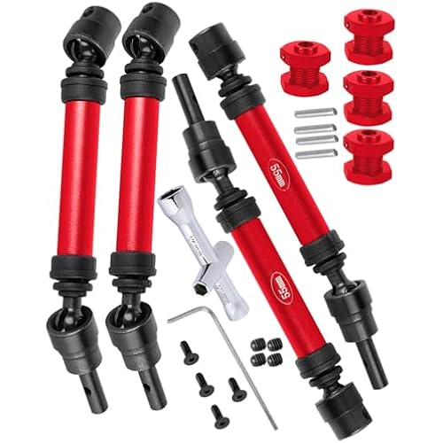 RC #45 Steel Drive Shaft Axles for 1/8 Typhon Mega 550,Typhon 3S BLX RC Car,Upgrades Part Front Rear Driveshaft CVD with Hex Hub Hops Up,Red