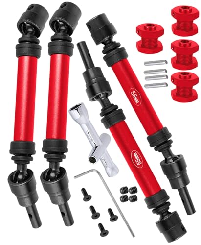 RCYouHott RC #45 Steel Drive Shaft Axles for 1/8 Typhon Mega 550,Typhon 3S BLX RC Car,Upgrades Part Front Rear Driveshaft CVD with Hex Hub Hops Up,Red