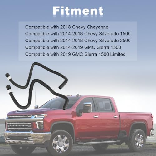 JDMON Heater Inlet Hose & Heater Outlet Hose Compatible with Chevrolet Silverado 1500/2500 /Cheyenne GMC Sierra 1500/1500 Limited 2014-2019 Replace# 23126443 23126442 84919467 by JDMON - Image 2