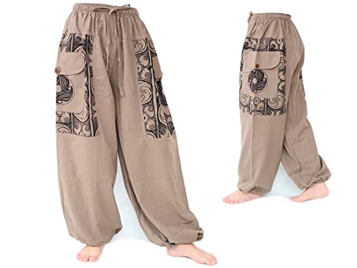 Siamrose Harem Pants Yoga Pants Men Women Casual Lounge Pants 2 Big Pockets Beige #TOP1